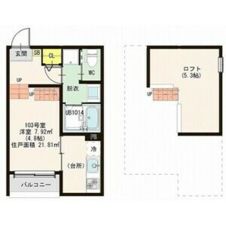 南仙台駅 徒歩8分 1階の物件間取画像